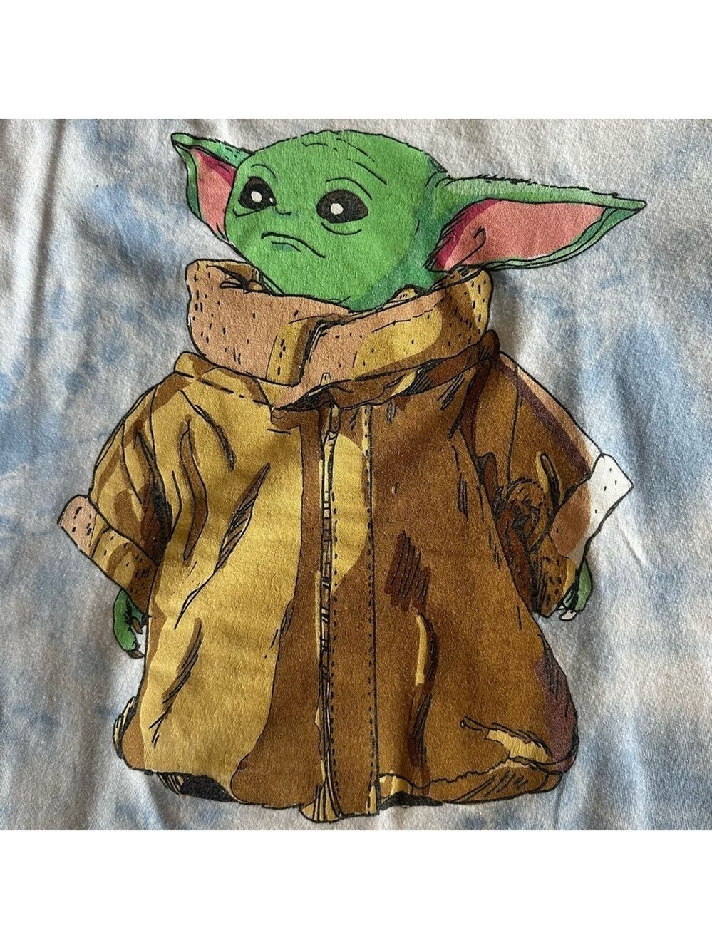 STAR WARS The Mandalorian Grogu Big Coat Portrait  T-Shirt Graphic Tee Medium